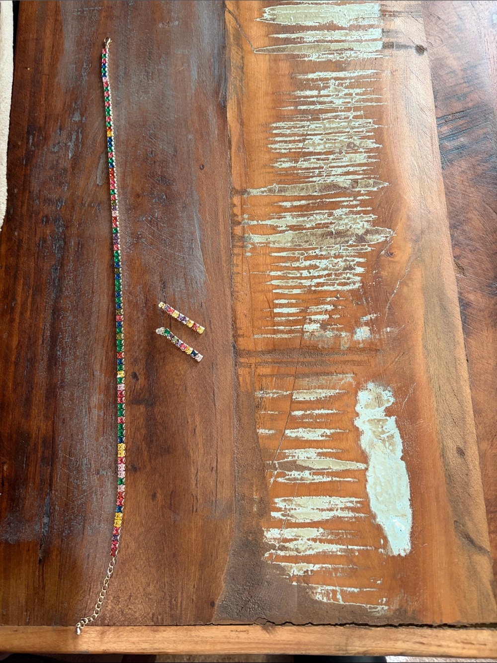 Colorful Beaded choker and Matching Bar Earrings
